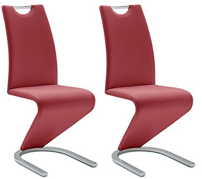 möbelando Esszimmerstuhl >Pupik I< (2er Set) in Bordeaux aus Metall - 45x102x62cm (BxHxT)