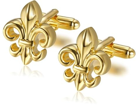 BOBIJOO Jewelry - Paar Manschettenknöpfe Fleur-de-Lys Golden Fine Gold Royalist Man Zubehör