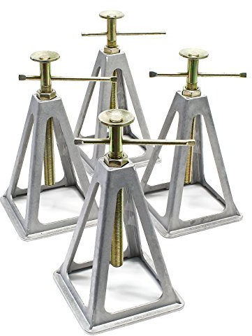 Wiltec 4x Aluminium Stützböcke für Wohnwagen und Anhänger, 160 x 160 x 280 mm, Stützbock höhenverstellbar 28-43 cm, Unterstellbock
