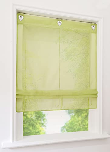 1er-Pack Raffrollo mit U-Haken Weiß Transparent Voile Ösenrollo Vorhang (BxH 80x130cm, Grün)