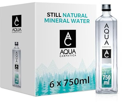 AQUA Carpatica Natural Still Mineral Water, Glass Bottle, 6 x 750ml | Pure from source, Naturally Low in Sodium, Rich in Electrolytes, High in Calcium & Magnesium, Ideal for Baby Food Preparation