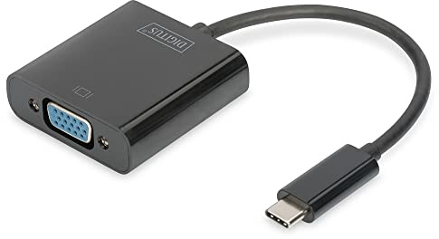 DIGITUS Adaptateur Graphique USB-C - USB-C vers VGA - FullHD 1080p/60Hz - Longueur de câble 15cm - Plug & Play - Noir