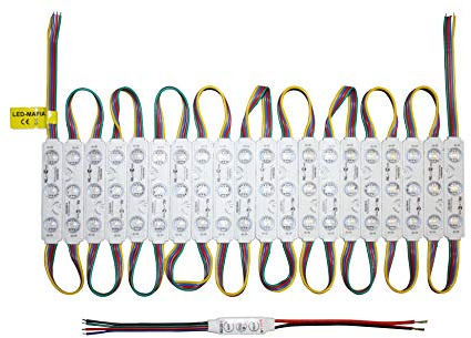 RGB LED Module +- Netzteil - warmweiß 3000K - 12V - 3x 5730 SMD Chip Injektion Licht (10x ohne Netzteil)