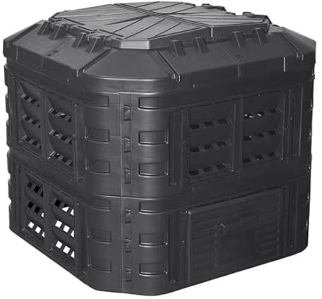 Thermokompster, Schnellkomposter, Bio 600L, Gartenkomposter Mir Deckel aus Kunststoff, Schwarz