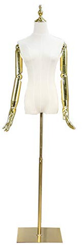 ZHWNGXOlian Verstellbarer Weiblicher Schaufensterpuppen-Torso Goldener Arm Fenster-High-End-Ausstellungsstand Für Kleidungsschmuck-Ausstellungsmodell(Color:Golden)