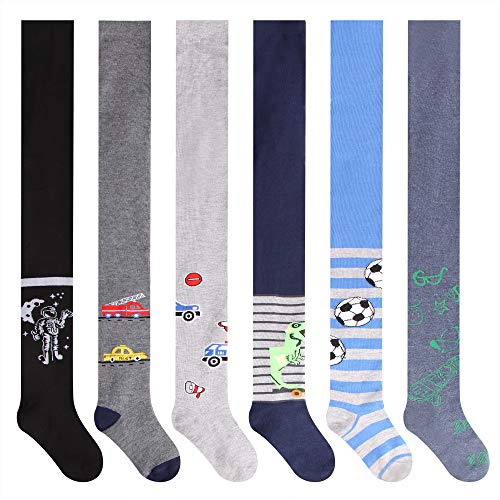 L&K-II Lot de 6 Ensemble de collants bébé et enfant pour garçons avec motif de football de voiture Dino multicolore 27253 86-92