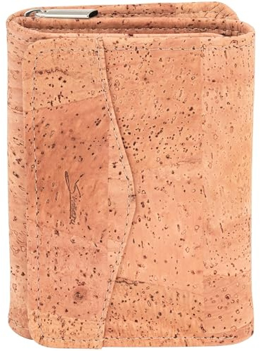 Simaru Damen Geldbörse aus Kork, Einer veganen und nachhaltigen Leder Alternative – Kork Portemonnaie, Geldbeutel mit Vielen Fächern, Aber sehr leicht (Beige)