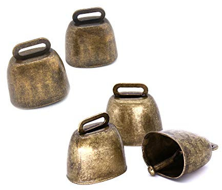 Lot de 5 Cloches en Cuivre pour Chien, Cloches en Métal pour Animal, Cloche en Bronze Bruyant, Petite Cloche en Laiton pour Vache, Cheval, Mouton, Chats et Petits Animaux de Compagnie (Bronze)