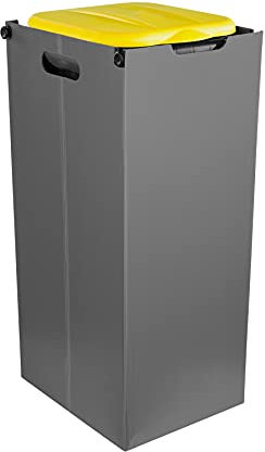 BigDean Müllsackhalter SichtFix 2.0 Gelb mit Sichtschutz - 80L - Müllsackständer Bauset Mülleimer Müllbeutelständer Müllbeutelhalter Blauer Gelber Sack