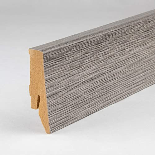 PROVISTON | Sockelleisten | Klassisches Profil | 18 x 58 x 2500 mm | MDF Foliert | Aller Eiche | Moderne Fußleiste | 1 Stück