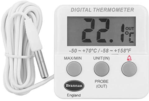 Brannan Calibrated Digital Fridge Freezer Thermometer With Probe and 2 Point Traceable Calibration Certificate