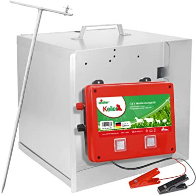 Eider Weidezaun-Set: 12 Volt Weidezaungerät Keiler inkl. Transportbox & Diebstahlschutz - sehr schlagstark mit 5 Joule - für einen hütesicheren Zaun
