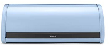 Brabantia - Portapane con Apertura Scorrevole - 2 Pagnotte - Spazio Extra Grazie al Piano Piatto - Mantiene il Contenuto Fresco - Accessorio da Cucina - Acciaio - Dreamy Blue - 45 x 26 x 17 cm