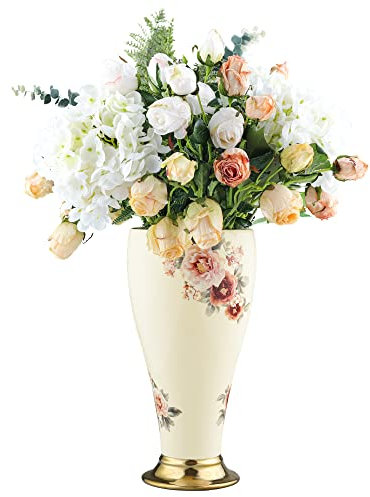 fanquare Vaso floreale in ceramica da 30,5 cm, per la decorazione della casa, piccolo vaso vintage per centrotavola, decorazione per matrimoni, scaffale, vaso decorativo per fiori