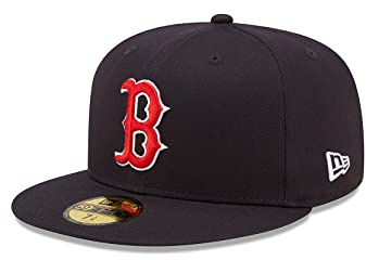 New Era 59Fifty MLB Red Sox Side Patch KepsEra Damer/Herrar - fitted cap basebollkeps flat brim hatt med skärm, Sluten på baksidan Höst Sommar Vår Vinter Sommar-Vinter - 7 1/4 (57,7 cm) mörkblå