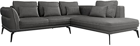 Mirjan24 Ecksofa mit Schlaffunktion Bakira, Eckcouch, Polstersofa, Couch, L-Form Sofa, Metallfüße, Freistehendes Polsterecke, Polstergarnitur, Wohnlandschaft (Monolith 92, Seite: Rechts - 2R-OT)