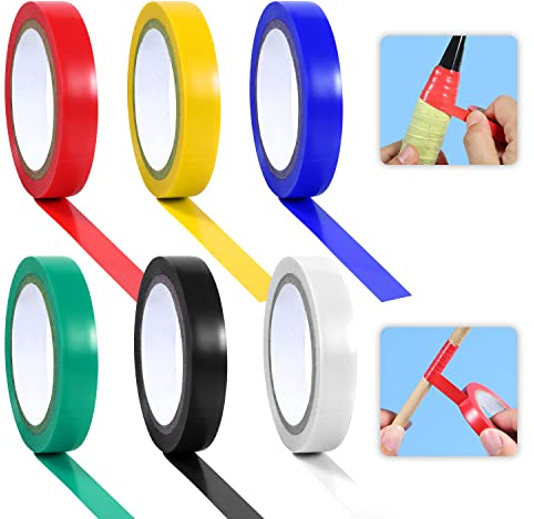 6 Rollen Drum Stick Tape, 10m x 1cm PVC Rutschfest Drum Stick Grip Tape Trommelstock Band in Sortierten Farben Zubehör für Drumsticks für Schlagzeuger (6 Farben)
