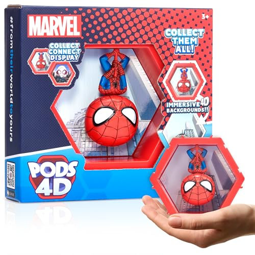 WOW! PODS - Figurine 4D Marvel Spider-Man, figurine unique à collectionner à tête branlante qui éclate de leur monde dans le vôtre, affichage mural ou étagère, jouets et cadeaux Marvel, série 1 n° 411