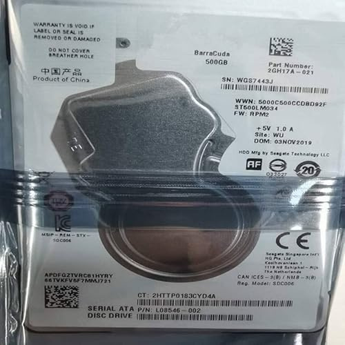 MIDTY HDD per 500 GB 2.5 SATA 6 Gb/s 32 MB 7200 RPM 7 MM per Disco Rigido Interno per Notebook HDD per ST500LM034