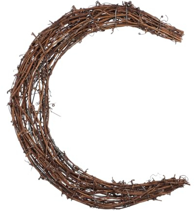 Moon Shape Rattan Ring: Grapevine Crescent Moon Wreath for DIY Crafts -Vine Branch Garland for Christmas Wedding Holiday Decor Party Supplies