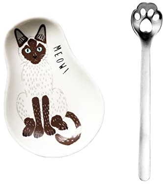 Procelain Repose-cuillère à café et cuillère en forme de patte de chat – Support de cuillère à café mignon pour la maison et la cuisine