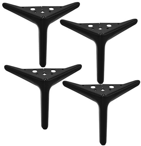 TCHOSUZ 7 Inch / 18cm Metal Furniture Legs, Set of 4 Heavy Duty Modern Diamond Triangle Table Desk Chair Sofa Legs Couch Feet With Screws For DIY Cabinet Cupboard TV Bench Stand 4 Pieces Black | Sturdy Iron With Anti-Rust Coating,Modern Style,Supports 300lbs,Pre-Drilled Holes&Screws For Fast DIY,Fits Cabinets TV Bench