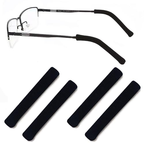 RUOXIXI 2 Paia Cuscinetti Auricolari in Maglieria per Occhiali Cuscinetti,Astuccio antiscivolo Accessori per occhiali,Copri Aste per Occhiali (Nero)