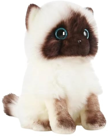 lilizzhoumax Siamesisk katt plysch 23 cm/9 tum, simulering söt leksak katt plyschdjur, mjuk plysch dockor vilda djur