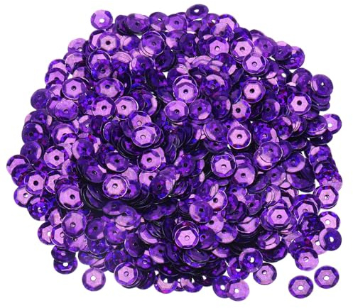 QUARKZMAN Paillettes Sfuse 6mm Paillettes Laser 2400pz Paillettes a Tazza Paillettes per Ricamo Creazione Gioielli Artigianato Cucito, Viola Scuro
