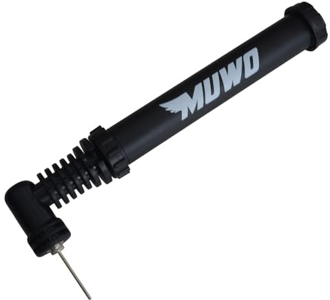 MUWO Ballpumpe für Fußball, Rugby Ball, Volleyball, Basketball, Handball und andere Bälle, Luftpumpe für schnelles Aufpumpen (Schwarz)