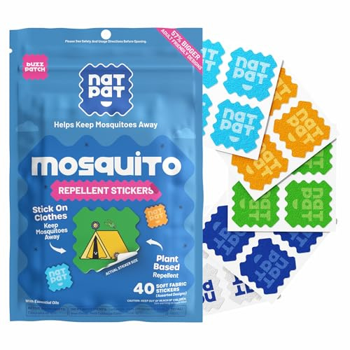 NATPAT BuzzPatch Mosquito Patches for Adults - Plant-Based Mosquito Patches, Non Toxic - The Original All Natural Citronella Essential Oil Insect Patch(48 Pack)