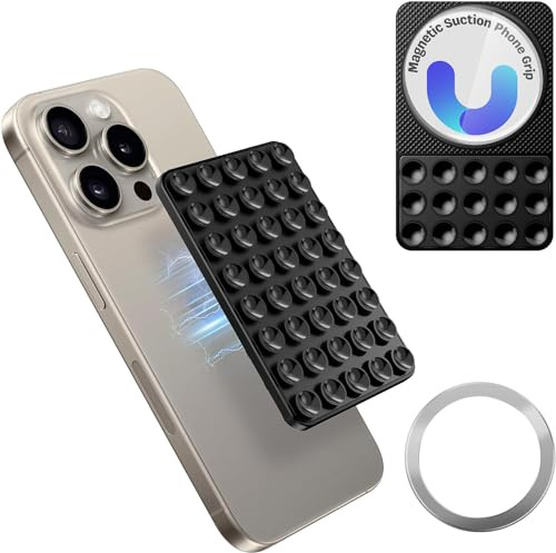 Silikon Saugnapf Handyhalterung, Freihändige Starke Griffhalterung für Selfies und Videos Anti-Rutsch-Handyhalter Kompatibel mit iPhone & Android Handyhüllen, für iPhone 15/14/13 Pro Max (Schwarz)