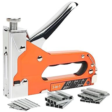 Tacker, 3-in-1-Nagelpistole, DIY-Möbelbau, Hefter, Polstertacker mit 3000 Heftklammern, Heimdekoration, Tischlerwerkzeuge für Holzbearbeitungs-, Profi- und Heimwerkerprojek