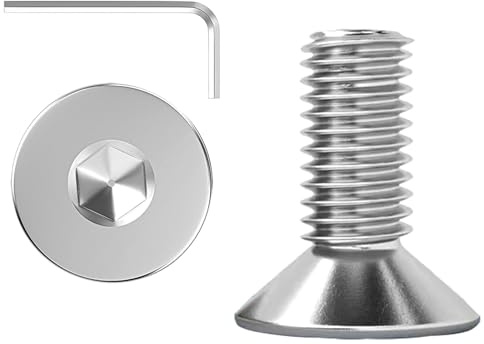 ORTAVA 20 Stück Senkkopfschrauben M6x10 mm, Edelstahl A2, Innensechskant | Vollgewinde mit Senkkopf für bündige Montage; inkl. Innensechskantschlüssel, für Möbel-, Geräte- und Maschinenbau
