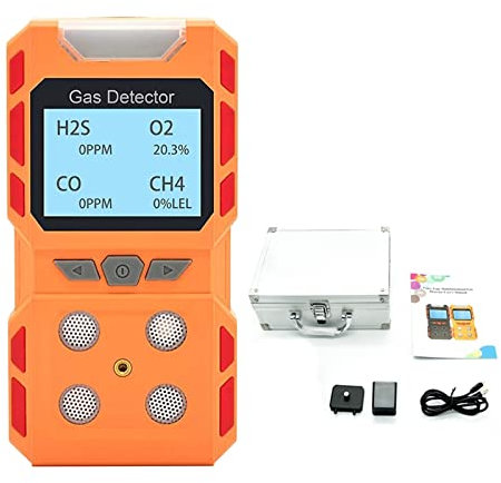 Rilevatore di gas, 4 in 1 O2 CO H2S EX Rilevatore multigas Ossigeno portatile Solfuro di idrogeno Monossido di carbonio Rilevatore di perdite di gas combustibile Calibro Rilevatore multigas