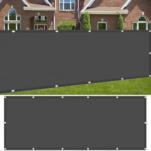 Balkon Sichtschutz mit Ösen 40 x 850 cm Ohne Bohren, inkl Seil Balkonumspannung Balkonschutz mit Ösen Kabelbinder Und Kordel Zaunblende für Garten Balkon Terrasse, Dunkelgrau
