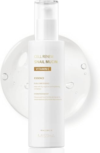 Cell Renew Sérum Essence à la vitamine C avec mucine d'escargot 100 ml Soin coréen de la peau – Hydratant pour peau cristalline – Sérum de mucine de scories pour un