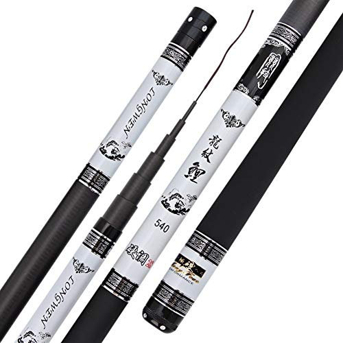 Angelrute,Teleskopruten,Spinnrute Extralange High Carbon-Faser-Teleskopelektrohand Pole Angelrute 3.6M-10M Süßwasser Feederrute-Stick Ersatz Tip(3.6m)