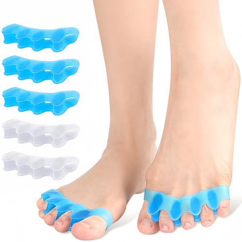 Hasny Toe Separator - 5 Pairs Toe Spacers Silicone Toe Straighteners to Relax Spread & Stretch Toe Soft Gel Toe Separators for Bent Toes Bunion Overlapping Toes Plantar Fasciitis Hammer Toes