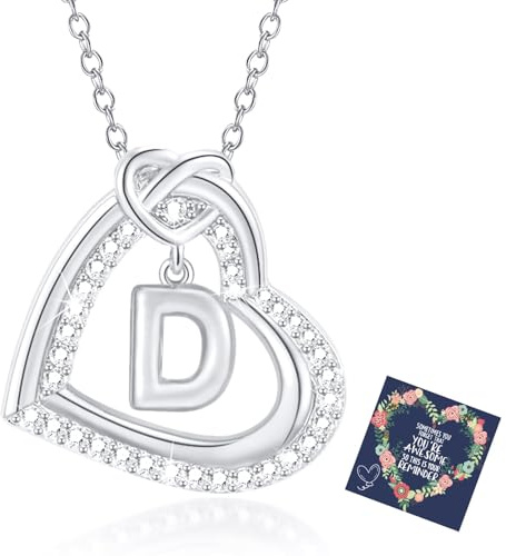 Esmoly Kette Damen Silber Kette mit Buchstaben Geschenke für Frauen Mädchen | Necklace Women Zirkonia Herz Anhänger A-Z Halskette Damen Freundin 18+2 Inches