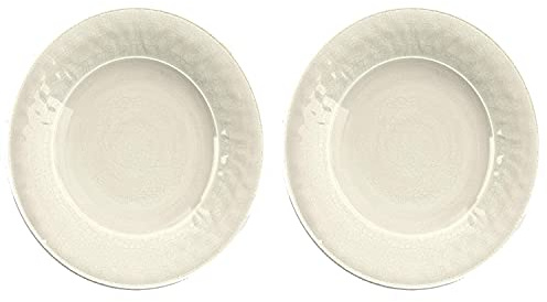 Purely Home Crackle Glaze Cream - Melamine/Plastic Dinner Plates Set for 2