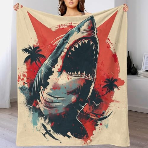 Weiche, pelzige Hai-Decke für Bett, Yogadecke für Frauen, personalisierte Weihnachts- und Geburtstagsgeschenke, 127 x 152 cm