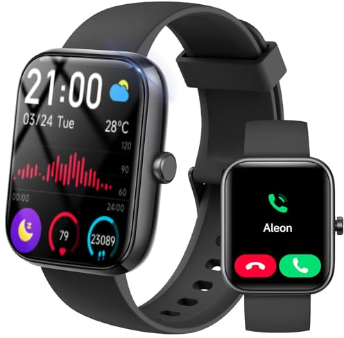 Reloj Inteligente Hombre Mujer Konitee, Smartwatch con Llamadas Bluetooth, 1.83 Pulsera Actividad con Whatsapp Mensajes, 110+ Modos Deportivo, SpO2/Sueño/Pulsómetro, Impermeable IP68 para iOS/Android