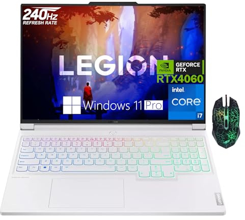 Lenovo Legion 7i Laptop, 16 WQXGA 240Hz Gaming Laptop Computer, Intel Core i7-14700HX, GeForce RTX 4060, 32GB DDR5 RAM, 1TB SSD, RGB Backlit KB, Wi-Fi 6E, Fingerprint Reader, Win 11 Pro