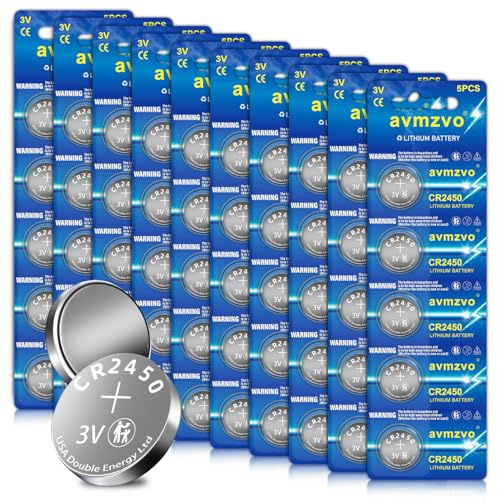 avmzvo CR2450 Knopfzellen,CR 2450 Batterien Lithium 50 Stück,Für Spielzeug | mit Langer Haltbarkeit,Auslaufsicher kindersichere Verpackung【5 Jahre LagerGarantie】