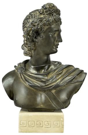Busto de Dios Apolo – Dios griego romano del sol, música y profecía | Escultura de yeso duro Moldano hecha a mano | Decoración de mitología clásica | Fabricado en Grecia | 11.8 pulgadas