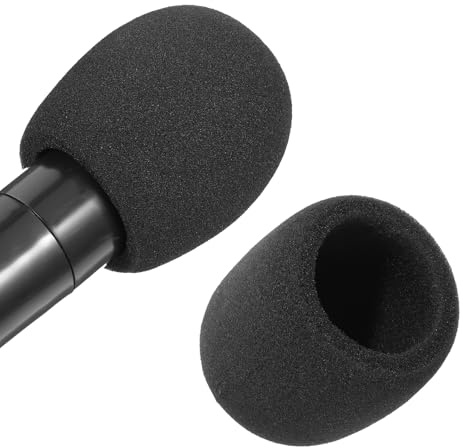 2PCS Mic Cover, Foam Microphone Windscreen, Black Microphone Cover for Handheld-Mic, Condenser-Mic and All Ball Type Microphones