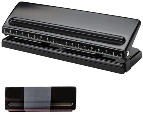6-håls hålslag, justerbar 6 håls kontor hålslag, justerbar metall 6 håls hålmaskin, binder kantpuncher, 6 ark stanskapacitet pärm puncher, för A3, A4, A5, B3, B4, B5-papper, svart