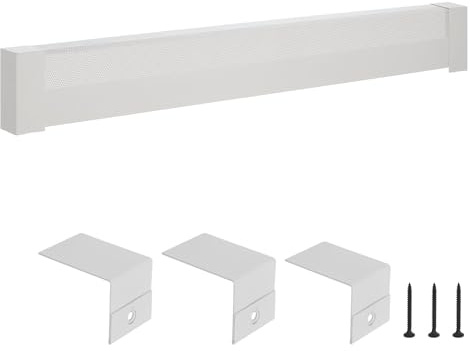 VEVOR Baseboard Heater Covers, Basic Series 1831 mm Standard Electric Heating Unit Front Cover for Home Improvement, Heavy-duty Steel, Easy Installation for Bedroom Replacing Old Cover, White