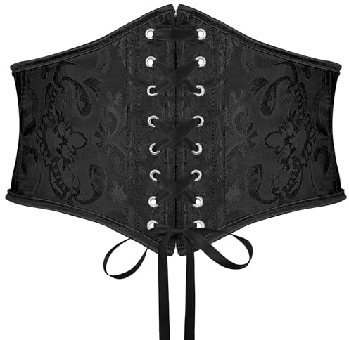 SUOSDEY Jacquard Korsettgürtel für Damen, breiter Korsettgürtel zum Schnüren für Kleid Halloween kostüm schwarz
